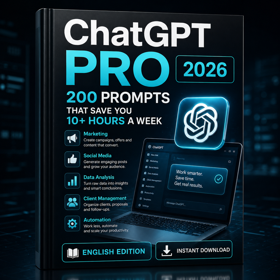 ChatGPT Pro 2026 — 200 English Prompts PDF Guide